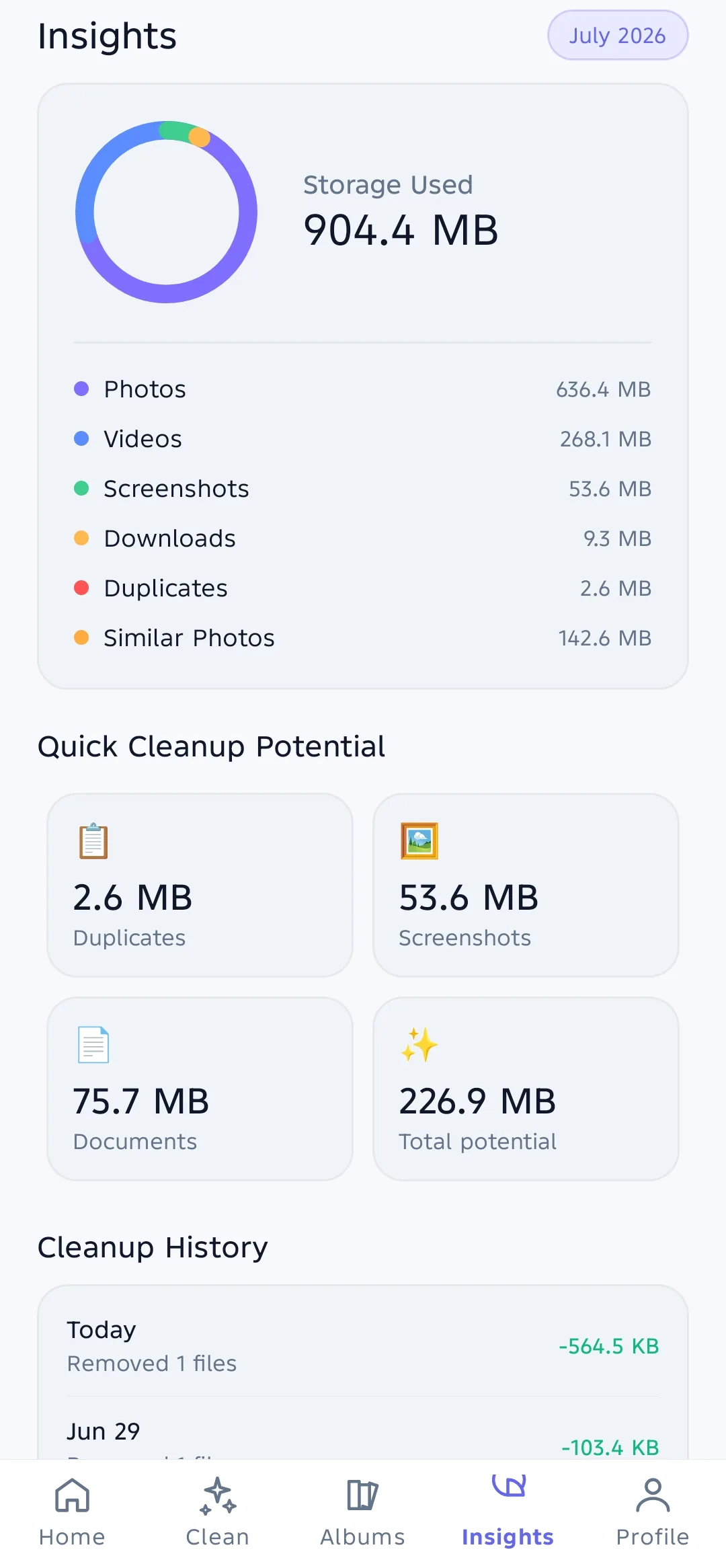 PixSense album and media screen