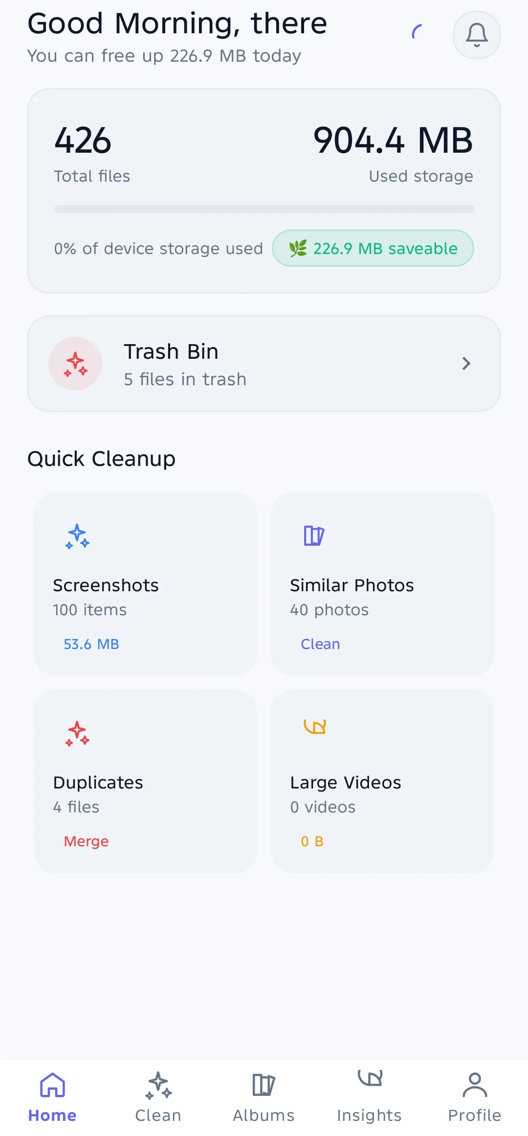 PixSense gallery insights screen