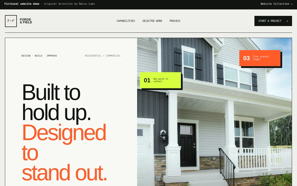 Forge & Field fictional website concept