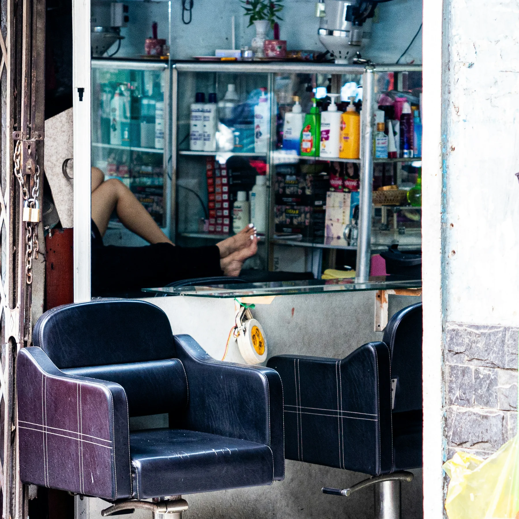 Salon chairs and beauty products