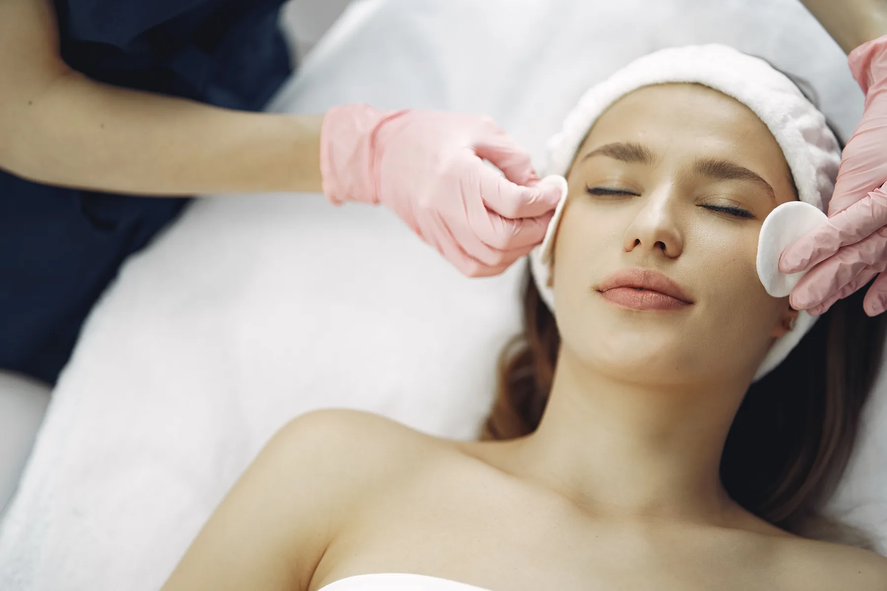 Client receiving a gentle facial treatment