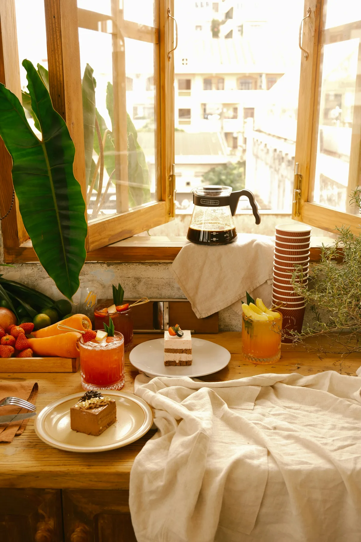 A welcoming table filled with food and drinks
